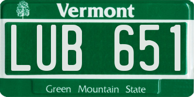 VT license plate LUB651