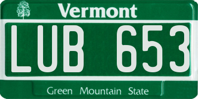 VT license plate LUB653