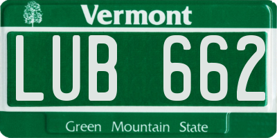 VT license plate LUB662