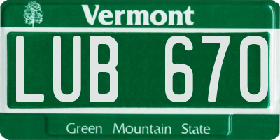 VT license plate LUB670