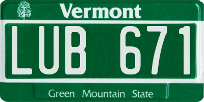 VT license plate LUB671