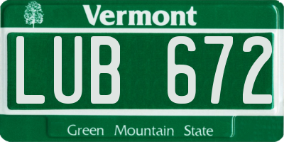 VT license plate LUB672