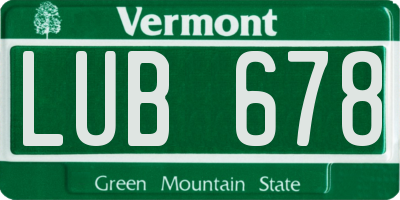 VT license plate LUB678