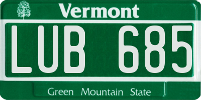 VT license plate LUB685