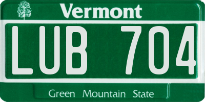 VT license plate LUB704