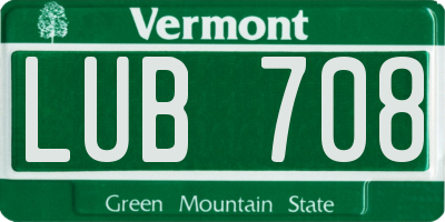 VT license plate LUB708