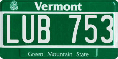 VT license plate LUB753