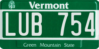VT license plate LUB754