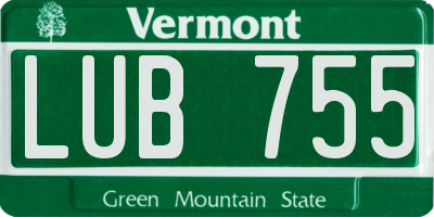 VT license plate LUB755