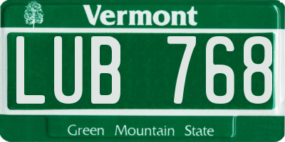 VT license plate LUB768