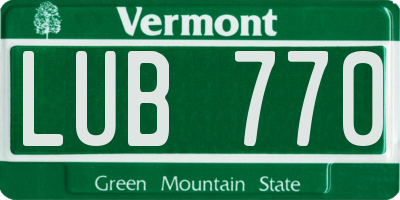 VT license plate LUB770