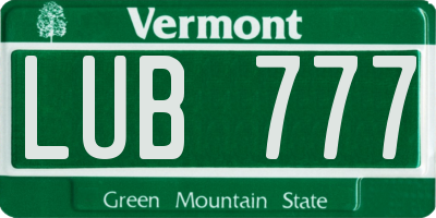 VT license plate LUB777