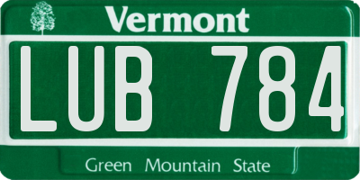 VT license plate LUB784