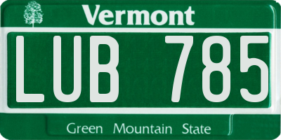 VT license plate LUB785