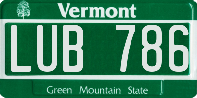 VT license plate LUB786