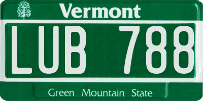 VT license plate LUB788