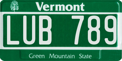 VT license plate LUB789