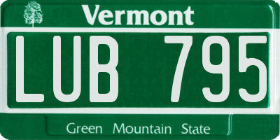 VT license plate LUB795