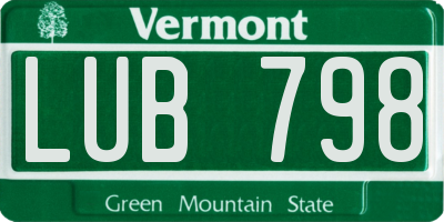 VT license plate LUB798