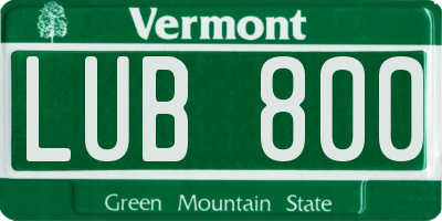 VT license plate LUB800