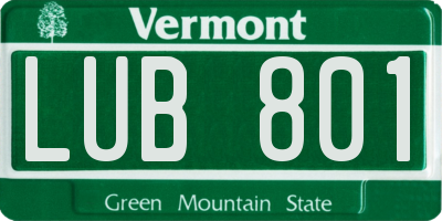 VT license plate LUB801