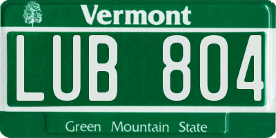 VT license plate LUB804