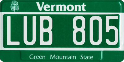 VT license plate LUB805