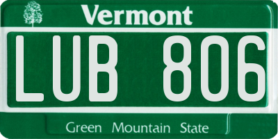 VT license plate LUB806