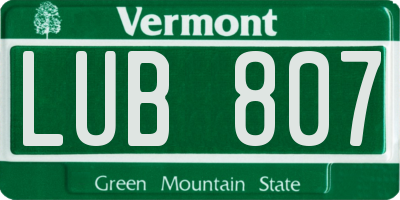 VT license plate LUB807