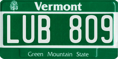 VT license plate LUB809
