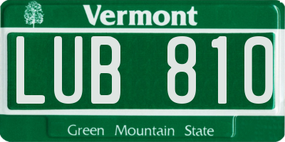 VT license plate LUB810