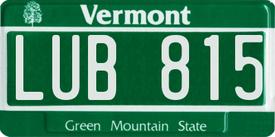 VT license plate LUB815