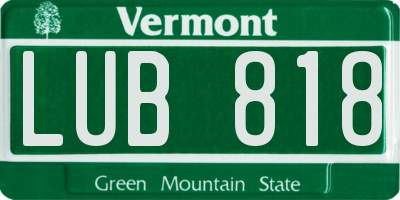 VT license plate LUB818