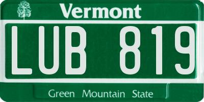 VT license plate LUB819