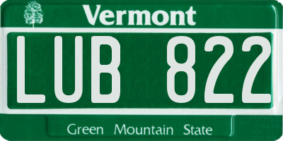 VT license plate LUB822