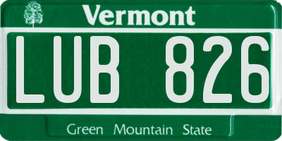 VT license plate LUB826