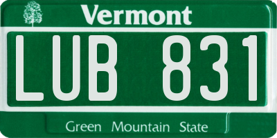 VT license plate LUB831