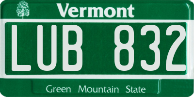 VT license plate LUB832
