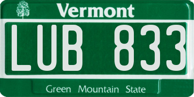VT license plate LUB833