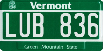 VT license plate LUB836