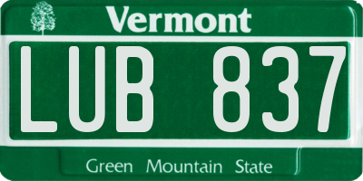 VT license plate LUB837