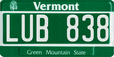 VT license plate LUB838
