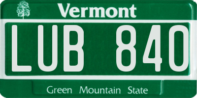 VT license plate LUB840