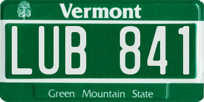 VT license plate LUB841