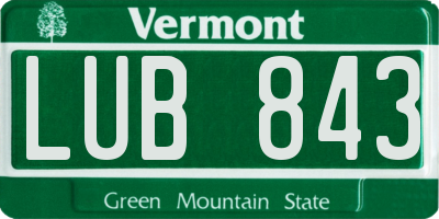 VT license plate LUB843