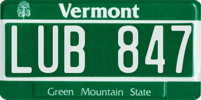 VT license plate LUB847
