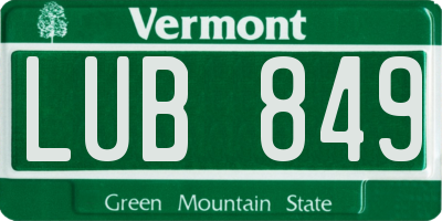 VT license plate LUB849