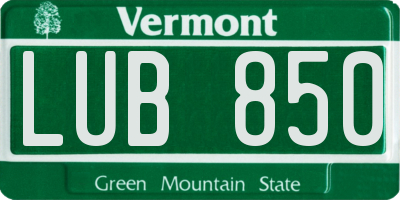 VT license plate LUB850