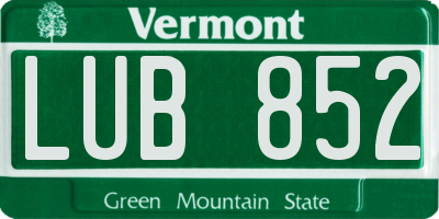 VT license plate LUB852