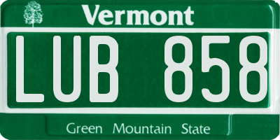 VT license plate LUB858